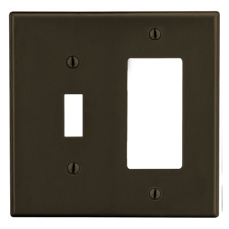 HUBBELL WIRING DEVICE-KELLEMS Wallplate, 2-Gang, 1) Toggle 1) Receptacle, Brown P126